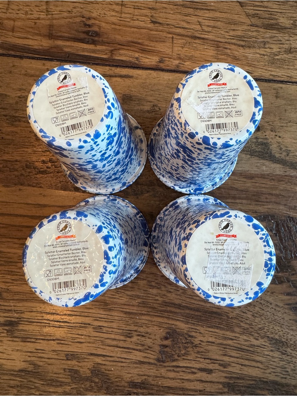 Crow Canyon Home Enamelware Tumbler Set - 4 Pack Blue Marble - Picture 4 of 9